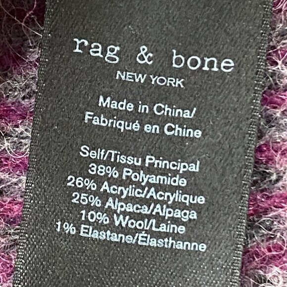 Rag & Bone Jonie Womens V-Neck Sweater XS Magenta fuzzy soft oversized varsity - Picture 5 of 9